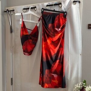 Elegant Red Floral set 
Never worn
